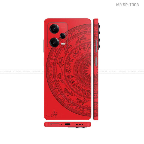 Dán Skin Xiaomi Redmi Note 12 Series Vân Nổi Trống Đồng Đỏ | TD03