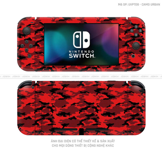 Dán Skin Máy Chơi Game Nintendo Switch Vân Camo Digital Đỏ | UVPT08