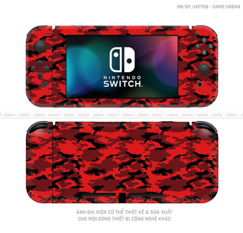 Dán Skin Máy Chơi Game Nintendo Switch Vân Camo Digital Đỏ | UVPT08