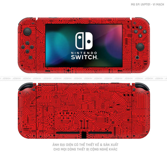 Dán Skin Máy Chơi Game Nintendo Switch Vân Vi Mạch Đỏ | UVPT01
