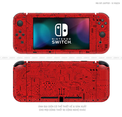 Dán Skin Máy Chơi Game Nintendo Switch Vân Vi Mạch Đỏ | UVPT01