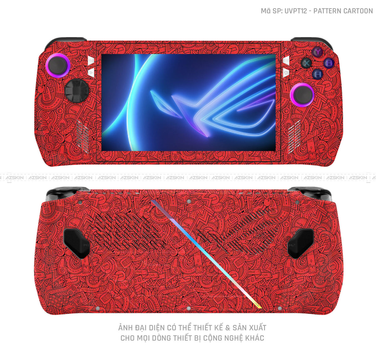 Dán Skin Máy Chơi Game Asus ROG Vân Pattern Cartoon Đỏ | UVPT12