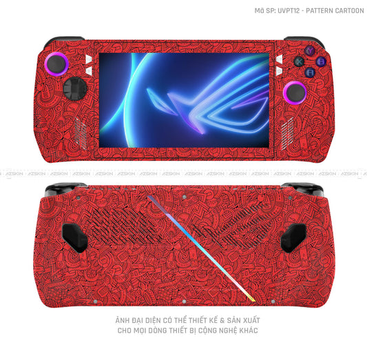 Dán Skin Máy Chơi Game Asus ROG Vân Pattern Cartoon Đỏ | UVPT12