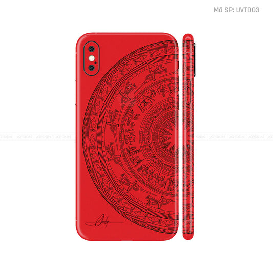 Dán Skin IPhone X Series Vân Trống Đồng Đỏ | UVTD03