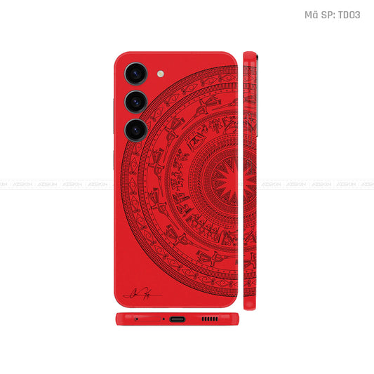 Dán Skin Samsung Galaxy S24 Series Vân Nổi Trống Đồng Đỏ | TD03