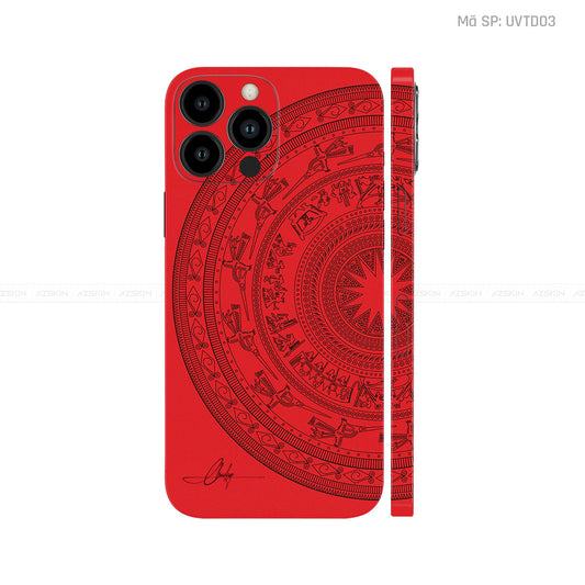 Dán Skin IPhone 14 Series Vân Trống Đồng Đỏ | UVTD03