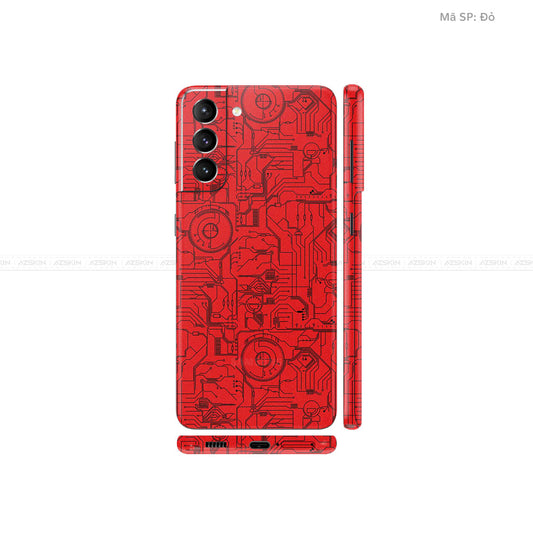 Dán Skin Galaxy S21 Series Vân Vi Mạch 2023 Đỏ | UVPT14