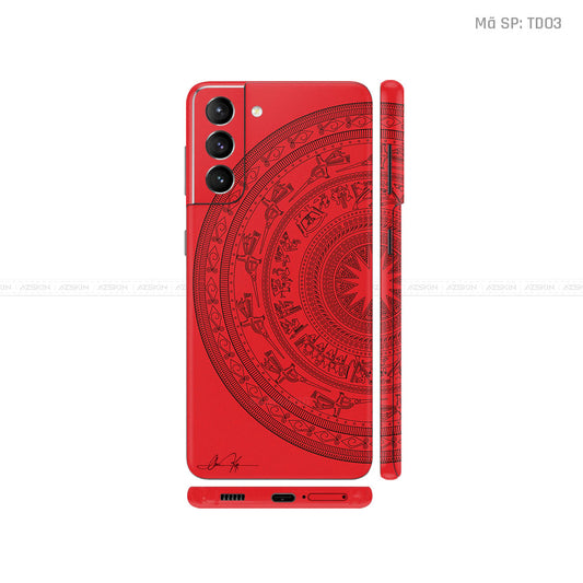 Dán Skin Galaxy S21 Series Vân Nổi Trống Đồng Đỏ | TD03