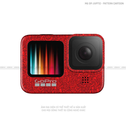 Dán Skin Máy Quay Gopro Vân Nổi Pattern Cartoon | UVPT12