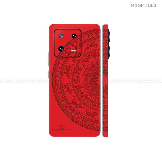 Dán Skin Điện Thoại Xiaomi 14 Series Vân Nổi Trống Đồng Đỏ | TD03