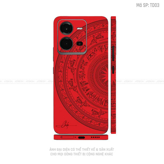 Dán Skin Vivo V Series Vân Nổi Trống Đồng Đỏ | TD03