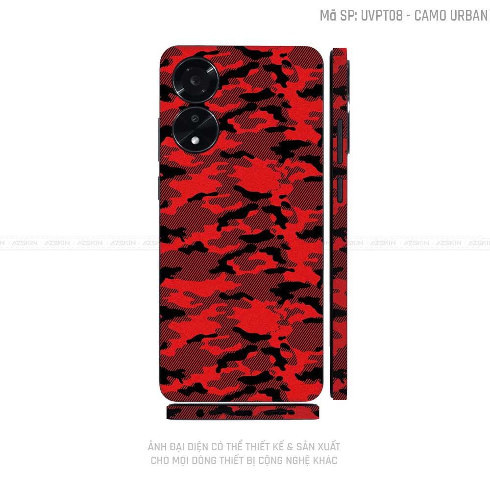 Miếng Dán Skin Điện Thoại OPPO A Series Vân Nổi Camo Đỏ | UVPT08