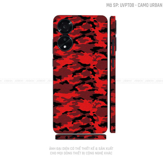 Miếng Dán Skin Điện Thoại OPPO A Series Vân Nổi Camo Đỏ | UVPT08
