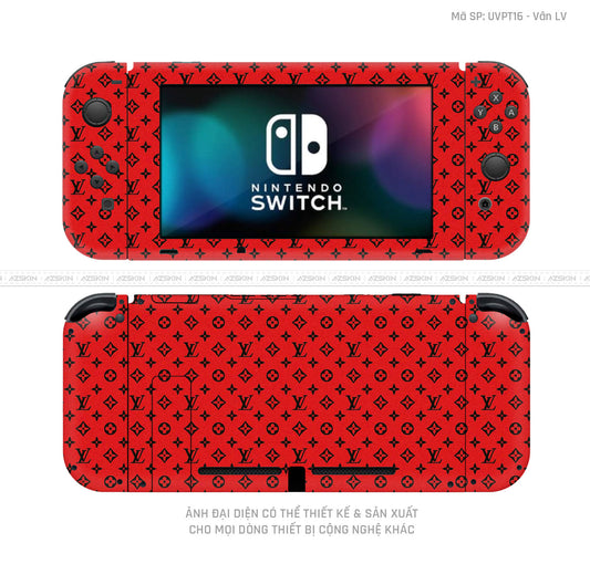 Dán Skin Máy Chơi Game Nintendo Switch Vân Pattern LV Đỏ Đen | UVPT16