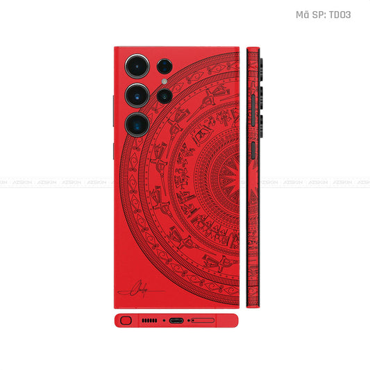 Dán Skin Samsung Galaxy S24 Series Vân Nổi Trống Đồng Đỏ | TD03