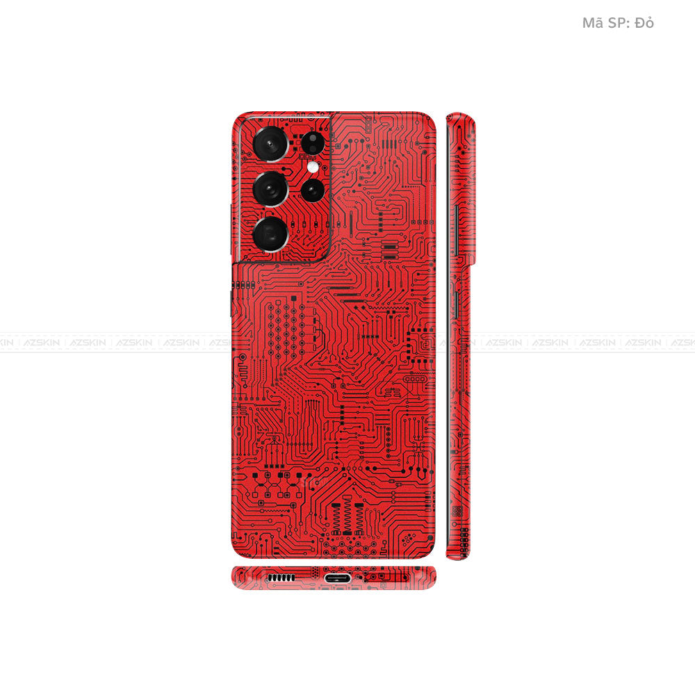 Dán Skin Galaxy S21 Series Vân Vi Mạch Đỏ | UVPT01