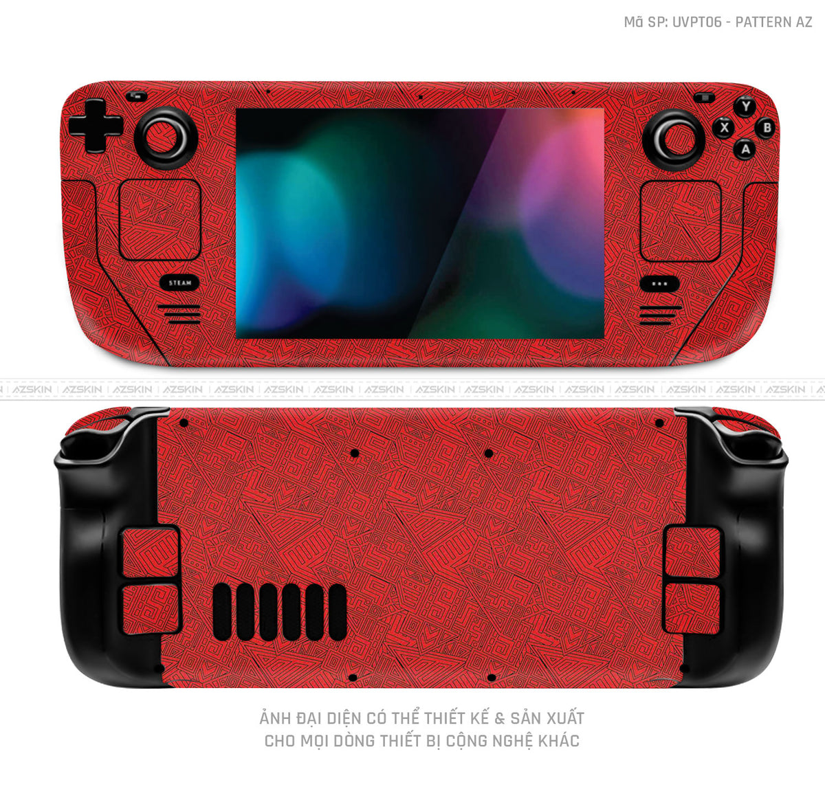 Dán Skin Máy Chơi Game Steam Deck Vân Pattern AZ Đỏ | UVPT06