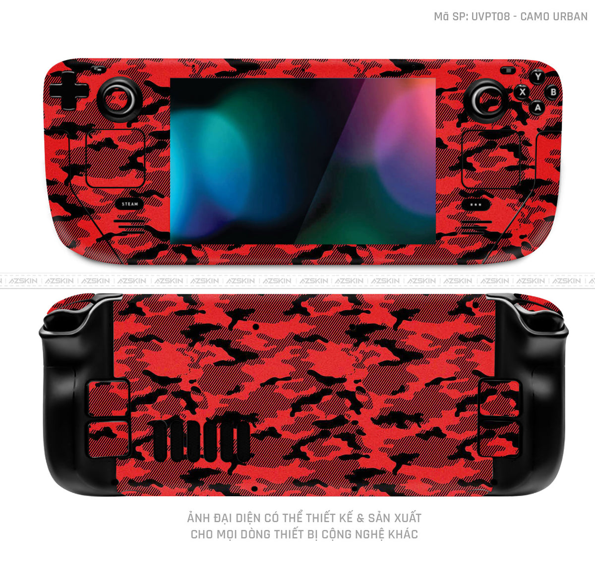 Dán Skin Máy Chơi Game Steam Deck Vân Camo Urban Đỏ | UVPT08