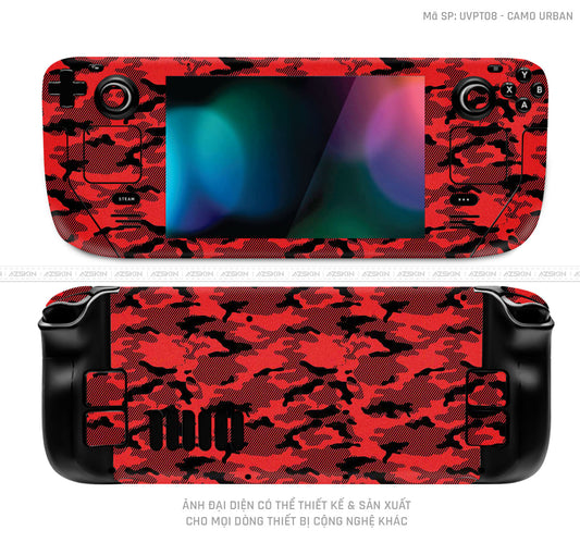 Dán Skin Máy Chơi Game Steam Deck Vân Camo Urban Đỏ | UVPT08
