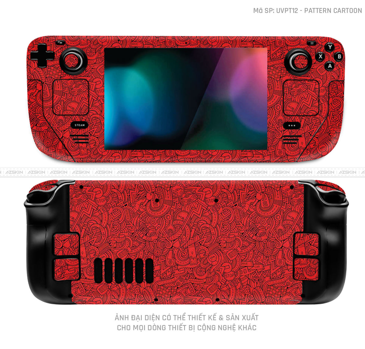 Dán Skin Máy Chơi Game Steam Deck Vân Pattern Cartoon Đỏ | UVPT12