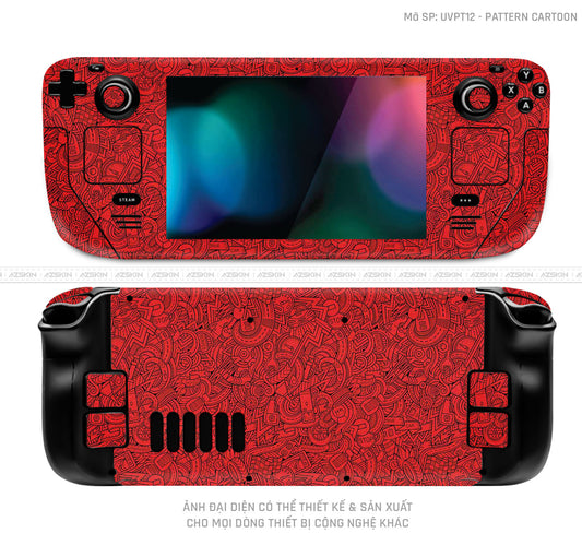 Dán Skin Máy Chơi Game Steam Deck Vân Pattern Cartoon Đỏ | UVPT12