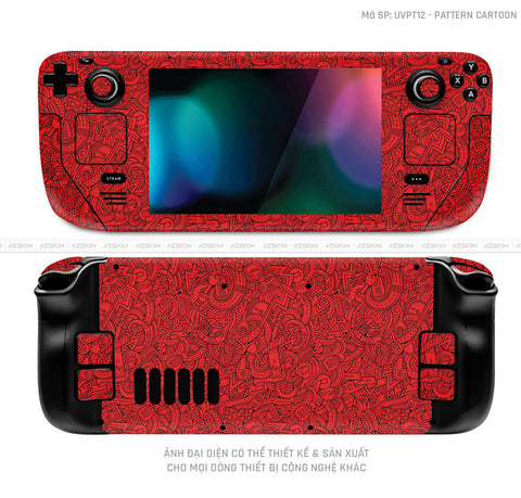 Dán Skin Máy Chơi Game Steam Deck Vân Pattern Cartoon Đỏ | UVPT12