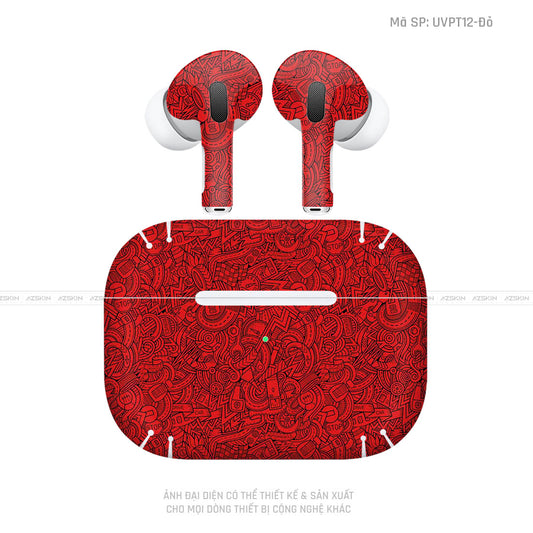 Dán Skin Tai Nghe Airpod 3 Vân Nổi Cartoon Đỏ | UVPT12