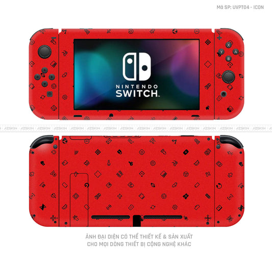 Dán Skin Máy Chơi Game Nintendo Switch Vân ICON Đỏ | UVPT04