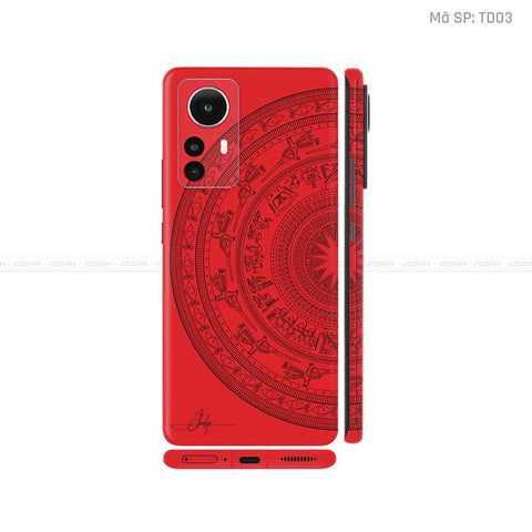 Dán Skin Xiaomi 12 Series Vân Nổi Trống Đồng Đỏ | TD03
