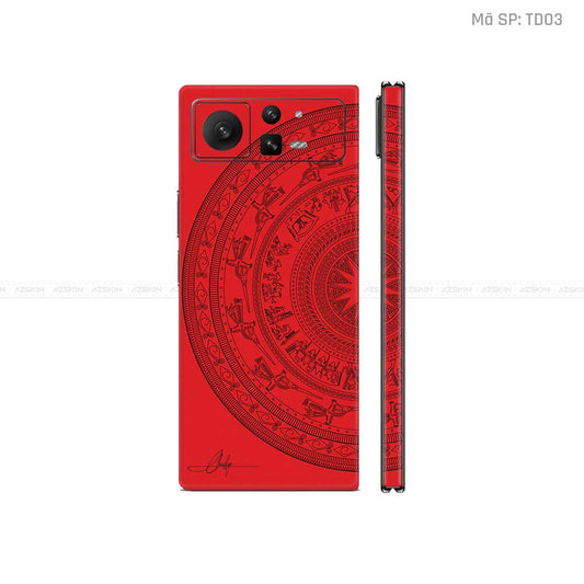 Dán Skin Điện Thoại Xiaomi Mix Fold Series Vân Nổi Trống Đồng Đỏ | TD03