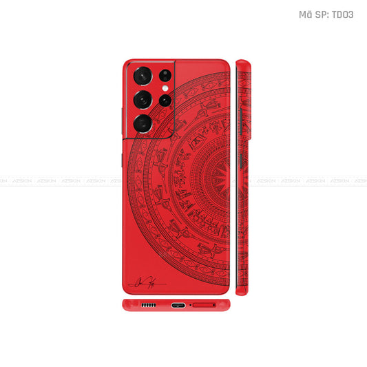 Dán Skin Galaxy S21 Series Vân Nổi Trống Đồng Đỏ | TD03