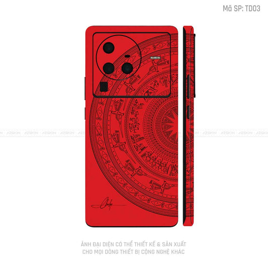Dán Skin Vivo X Series Vân Nổi Trống Đồng Đỏ | TD03