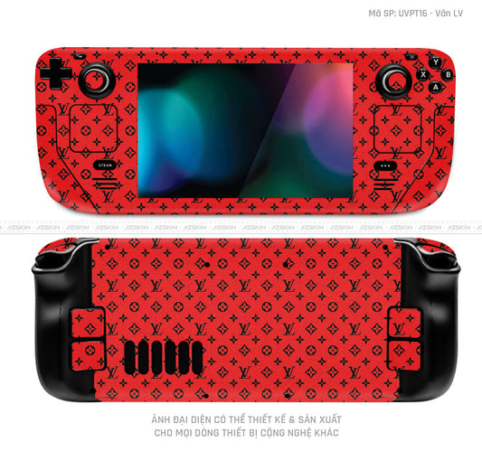 Dán Skin Máy Chơi Game Steam Deck Vân Pattern LV Đỏ Đen | UVPT16