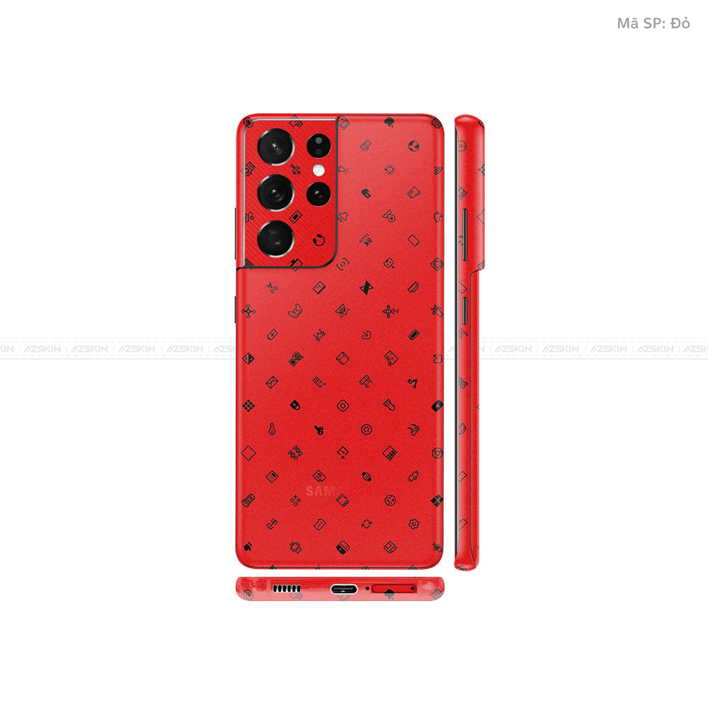 Dán Skin Galaxy S21 Series Vân ICON Đỏ | UVPT04