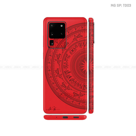 Dán Skin Galaxy S20 Series Vân Nổi Trống Đồng Đỏ | TD03