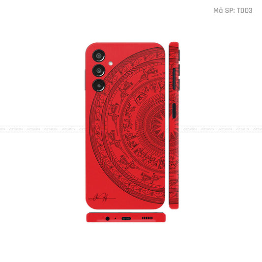 Dán Skin Galaxy A Series Vân Nổi Trống Đồng Màu Đỏ | TD03