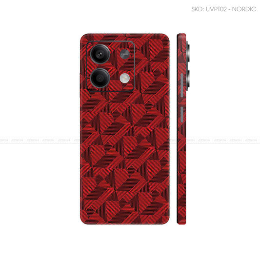 Dán Skin Điện Thoại Xiaomi Redmi 13 Series Vân Nổi Nordic Đỏ | UVPT02