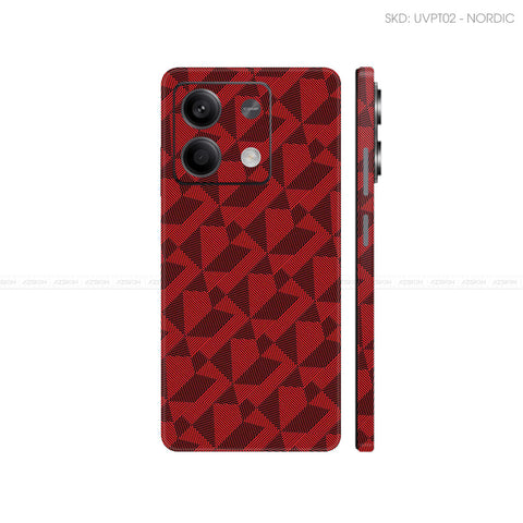Dán Skin Điện Thoại Xiaomi Redmi 13 Series Vân Nổi Nordic Đỏ | UVPT02
