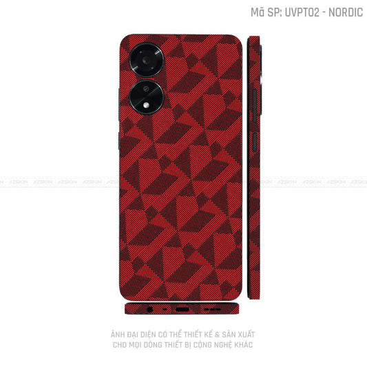 Miếng Dán Skin Điện Thoại OPPO A Series Vân Nổi Nordic Đỏ | UVPT02