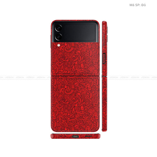Dán Skin Galaxy Zflip3 Vân Nổi Cartoon Đỏ | UVPT12
