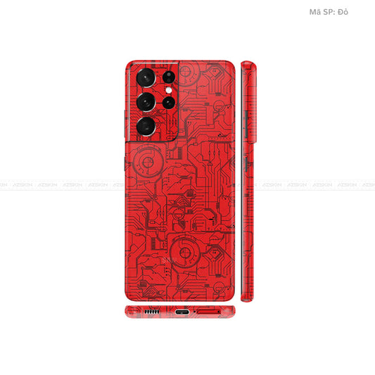 Dán Skin Galaxy S21 Series Vân Vi Mạch 2023 Đỏ | UVPT14