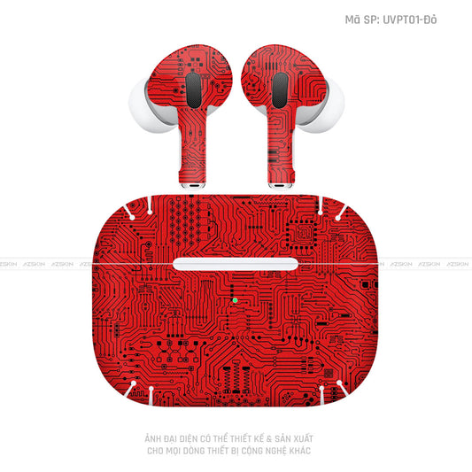 Dán Skin Tai Nghe Airpod 3 Vân Vi Mạch Đỏ | UVPT01