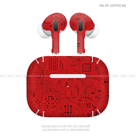 Dán Skin Tai Nghe Airpod 3 Vân Vi Mạch Đỏ | UVPT01