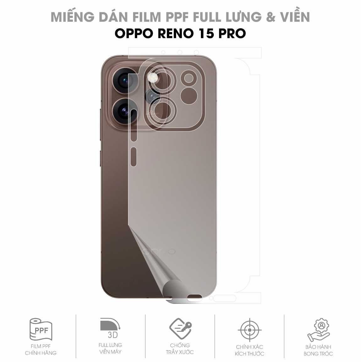 Miếng Dán PPF Oppo Reno15 Pro Mặt Lưng Full Viền
