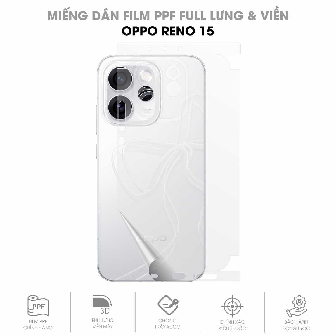 Miếng Dán PPF Oppo Reno15 Mặt Lưng Full Viền