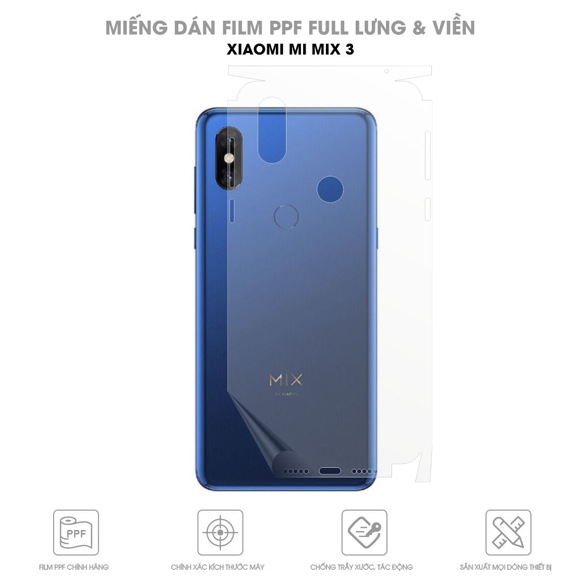 Miếng dán PPF Xiaomi Mi Mix 3 full lưng viền mặt sau