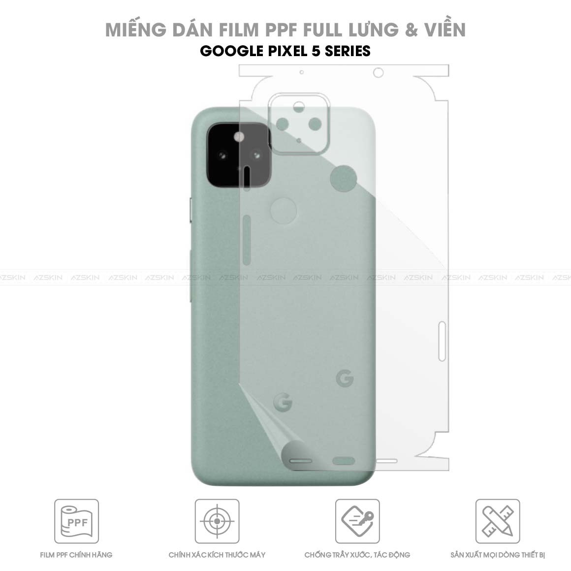 Miếng dán PPF Google Pixel 5 / 5a full lưng viền