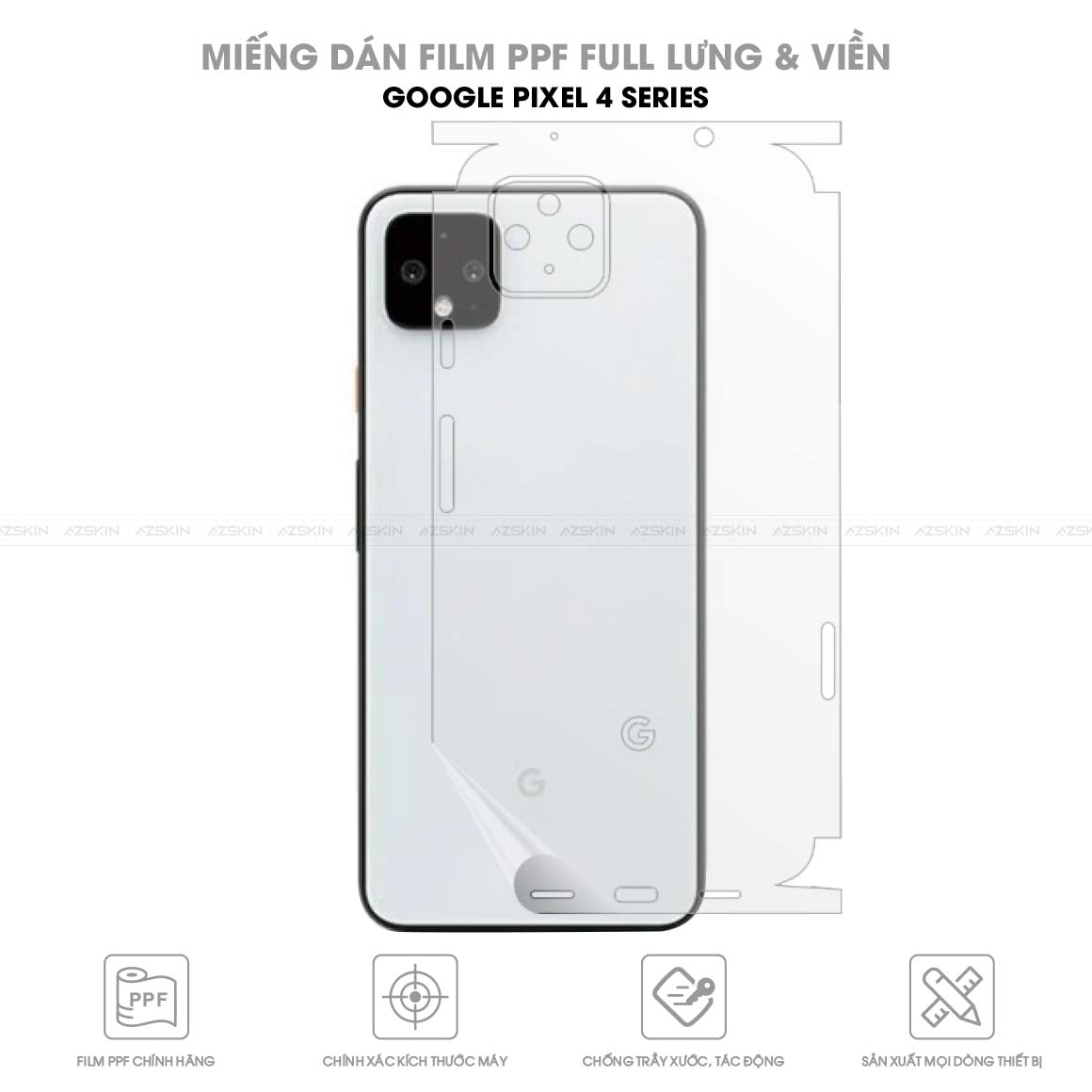 Miếng dán PPF Google Pixel 4 full lưng viền chống xước