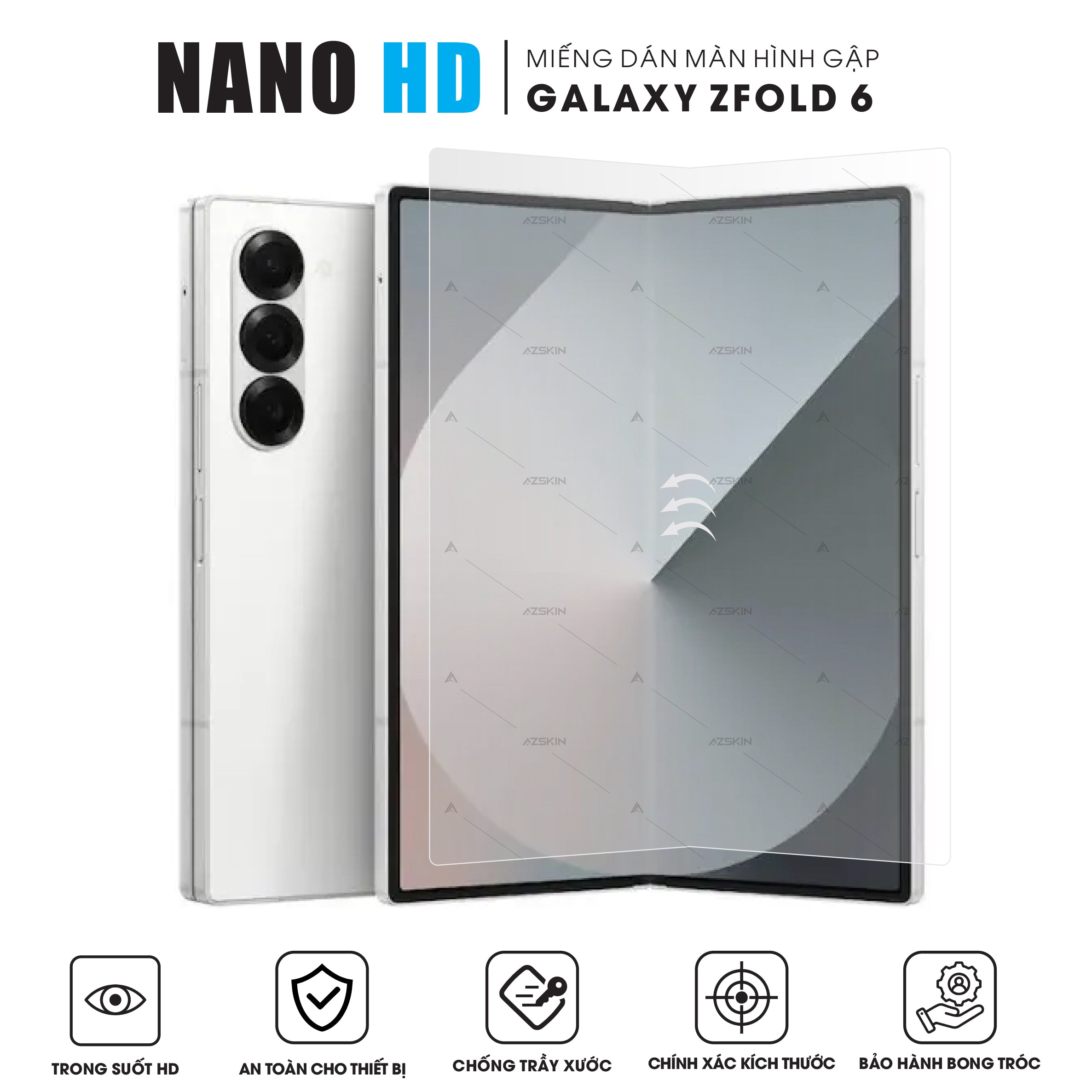Miếng dán màn hình gập Samsung Galaxy Z Fold 6 Nano HD