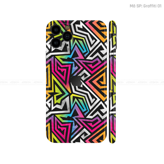 Dán Skin IPhone 11 Series Vân Nổi Graffiti 01 | UVPT20